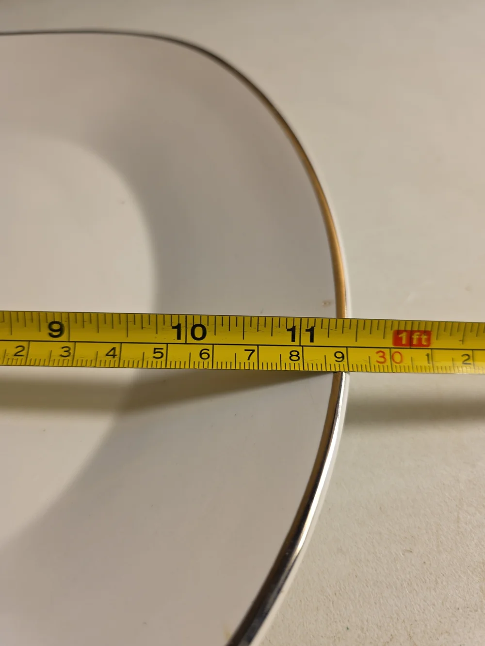 Ceramic White Serving Bowl with Gold Trim
